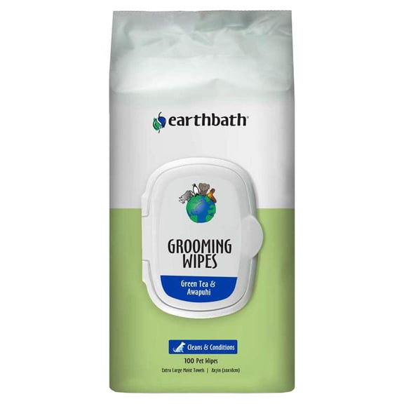 Earthbath 026038 Grooming Dog Wipes, Green Tea & Awapuhi - 100 Count