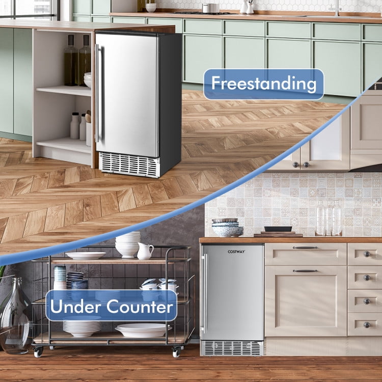 Canddidliike Free-Standing Built-In Undercounter Ice Maker-Silver, Electric Portable Compact Countertop Automatic Ice Cube Maker Machine for Home/Kitchen/Office