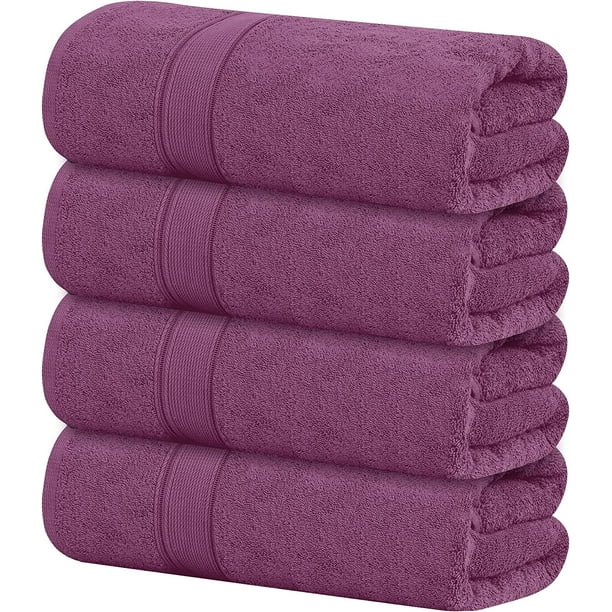 Tens Towels Purple 4 Piece XL Extra Large Bath Towels Set 30 x 60 inches Premium Cotton Bathroom ...