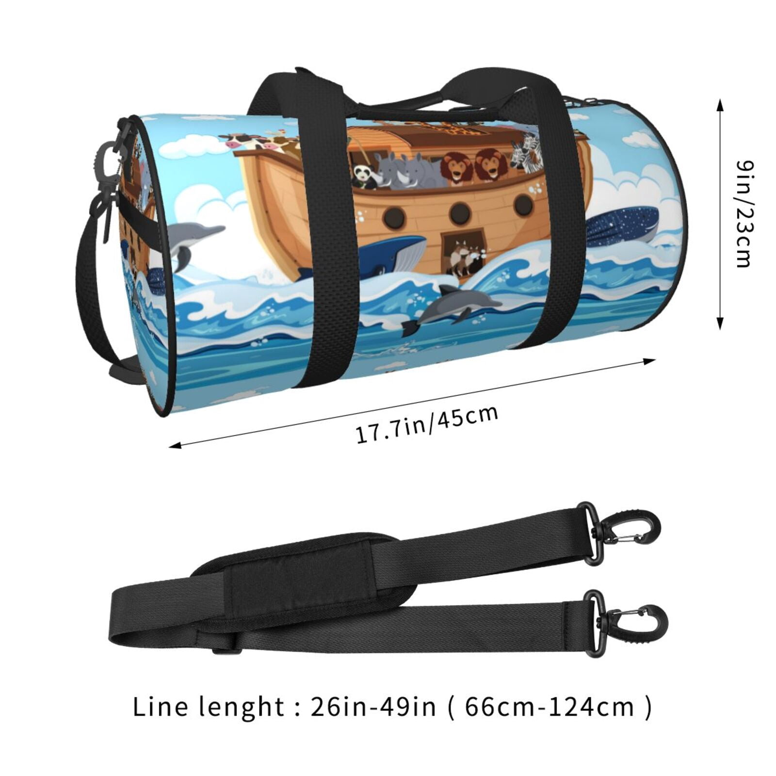 Vsdgher Animals on Noah's Ark 45L Foldable Duffel Bag, Sports Gym Bag,Overnight Bag, Portable Weekender Bag for Airplanes