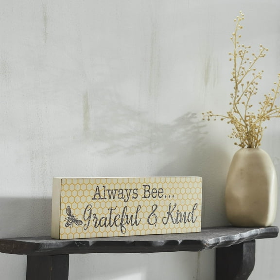VHC Brands Buzzy Bees Always Bee... Grateful & Kind MDF Wall Sign 4x12, Spring Decor, Home Decorations for Wall or Door, Spring and Easter Hanging Decoration