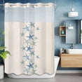 thumbnail image 6 of No Hook Shower Curtain with Snap in Liner, Blue Green Sea Starfish Waterproof Bath Curtain Double Layers with See Through Top Window, Marine Life on Retro Linen Hotel Shower Curtains 48x72in, 6 of 9