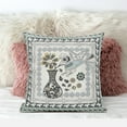 thumbnail image 2 of Love Your Vase Peacock Indoor/Outdoor Pillow in Cream Black Gray 18x18, 2 of 5