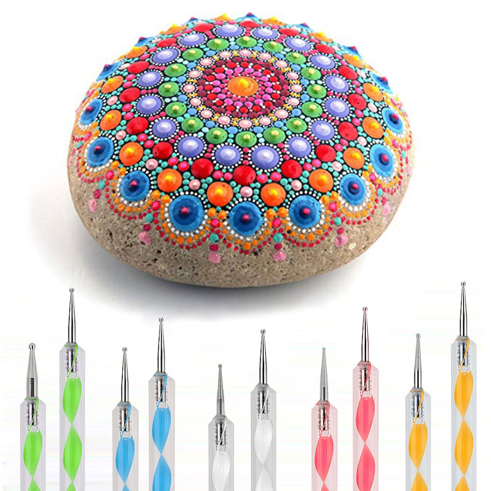EASY Dot Art Mandala Rock Painting Using ONLY Qtip Toothpick Pencil Lip  Balm tool