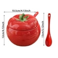 thumbnail image 3 of FEISHENTT Sugar Bowl Tomato Ceramic Spice Jar Storage Jar with Spoon Tomato Shaped Ceramic Jar With Spoon Airtight Kitchen Seasoning Storage Container, 3 of 7