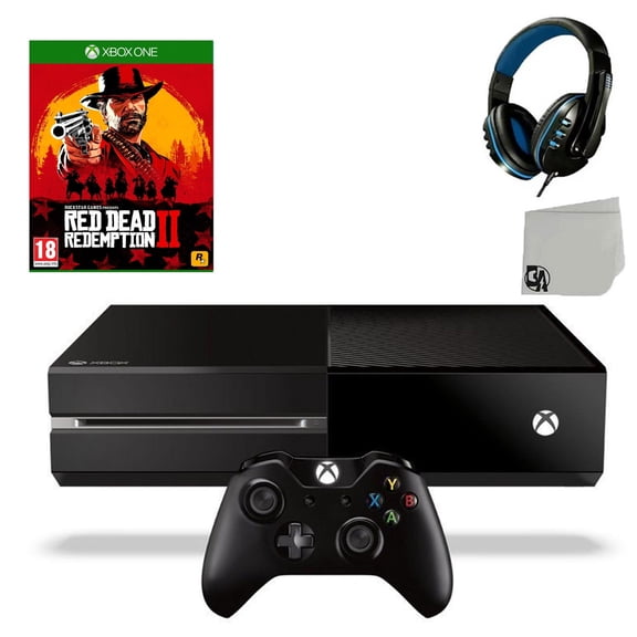 Pre-Owned Microsoft Xbox One Original 500GB Gaming Console Black Headset With Read Dead Redemption Game BOLT AXTION Bundle