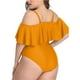 thumbnail image 3 of Trajes de baño de una pieza con hombros descubiertos de talla grande para mujer Trajes de baño con control de barriga Trajes de baño Adepaton HMHZ262-4, 3 of 7