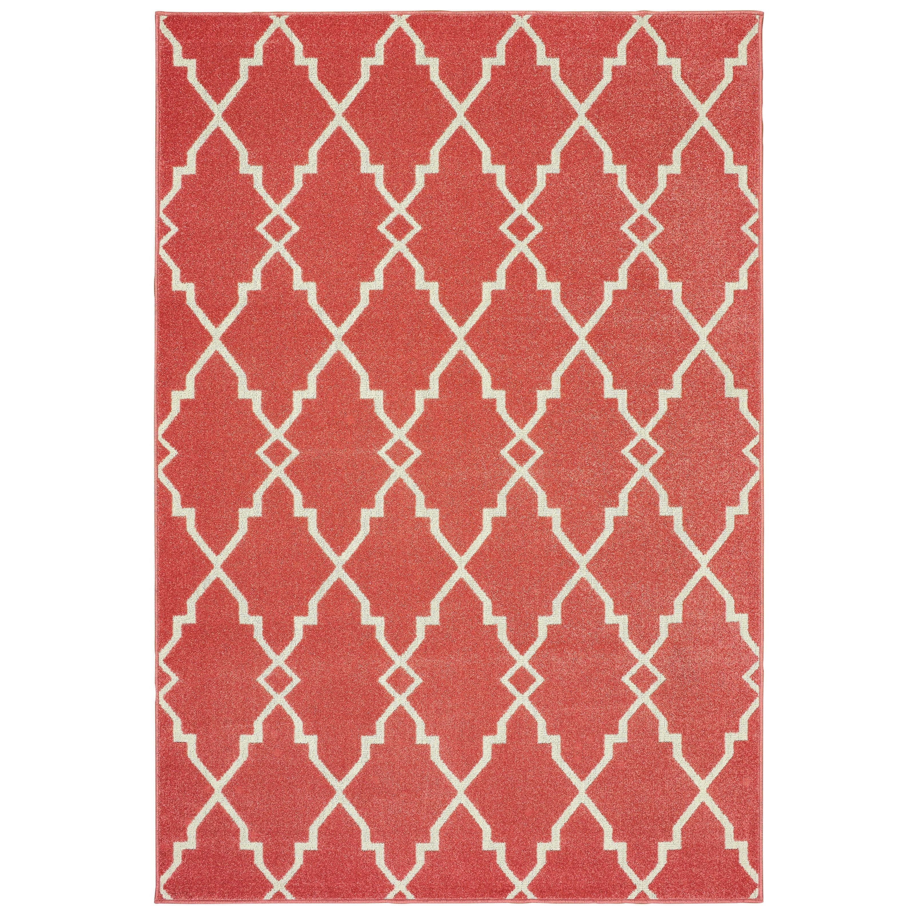Style Haven Intricate Lattice Pink Ivory Mixed Pile Indoor