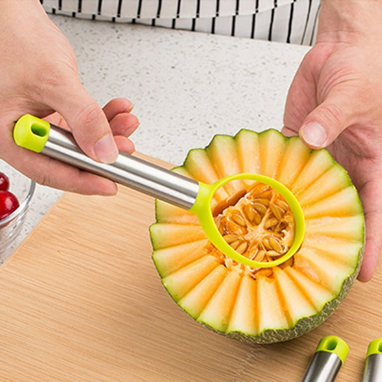 Cheers US 4Pcs/Set Melon Baller Scoop Set,Professional 4 In 1 Stainless  Steel Watermelon Cutter Fruit Carving Tools Set,Fruit Scooper Seed Remover  Watermelon Knife 