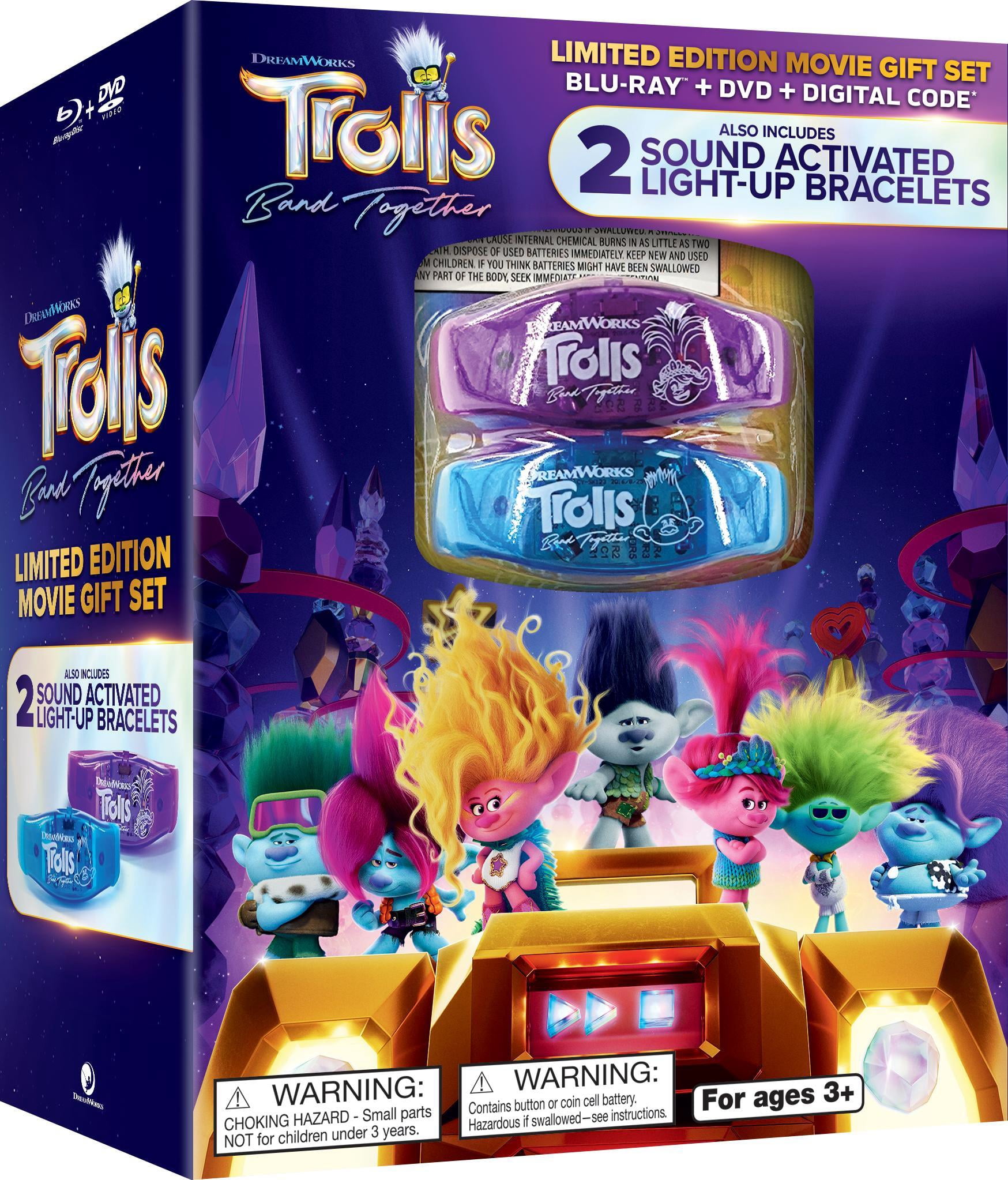 Trolls Band Together (Walmart Exclusive) (Blu-ray + DVD + Digital Copy) with Light-Up Bracelets