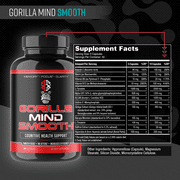 Gorilla Mind Smooth Cognitive Health Support, Stimulant Free Nootropic Formula for Productivity, Memory, Focus, and Mental Clarity, 90 Capsules