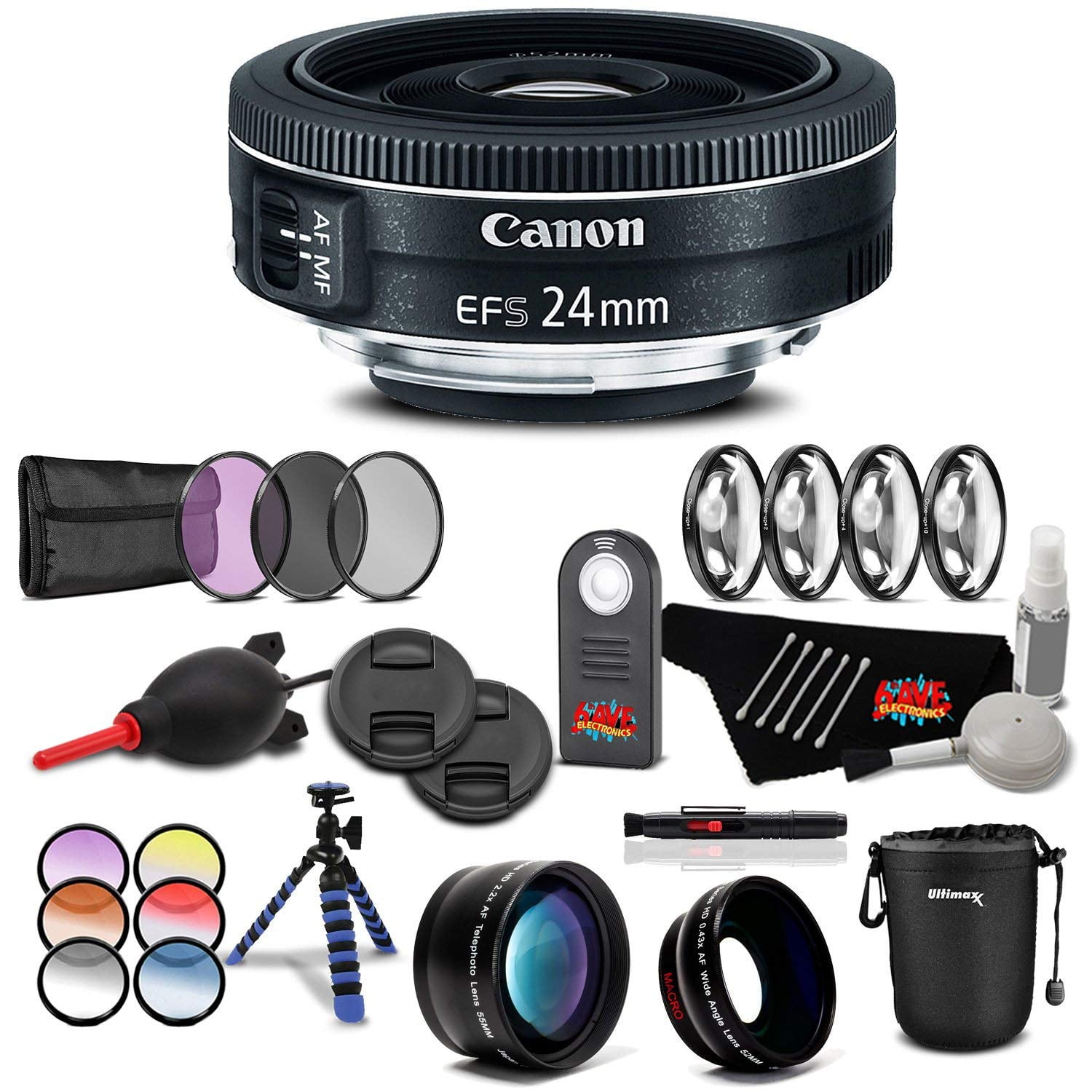 Canon EF-S 24mm f/2.8 STM Lens Professional Kit Bundle (International Version)