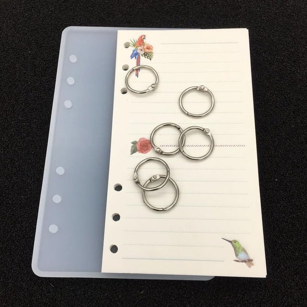 A5 / A6 / A7 Cubierta De Cuaderno Resina Epoxi Moldes De Fundición Kits De Fabricación De Libros Con Papel De Libro Y 6 Anillos De Libro Accesorios De Macarena Moldes de silicona de bricolaje