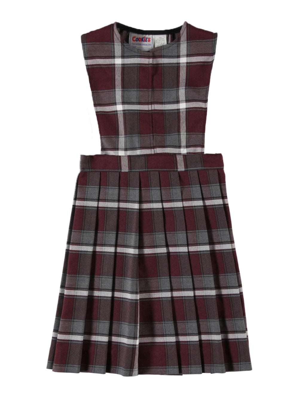 burgundy plaid uniform dress Plaid V-Neck Pleated Jumper - Burgundy Plaid B1