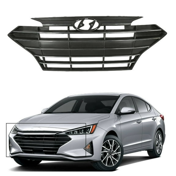 Labwork Front Upper Grille Grill Fit for 2019 2020 Hyundai Elantra with Chrome Trim