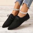 thumbnail image 5 of HTHLVMD Lace Up Dress Flats, Faux Suede Lace Up Pointed Toe Flats Casual Dress Commuting, Decorative Metallic Ankle Strap Single Shoes Holiday Travel Wearing, Classic Comfort Footwear, Black 9, 5 of 6