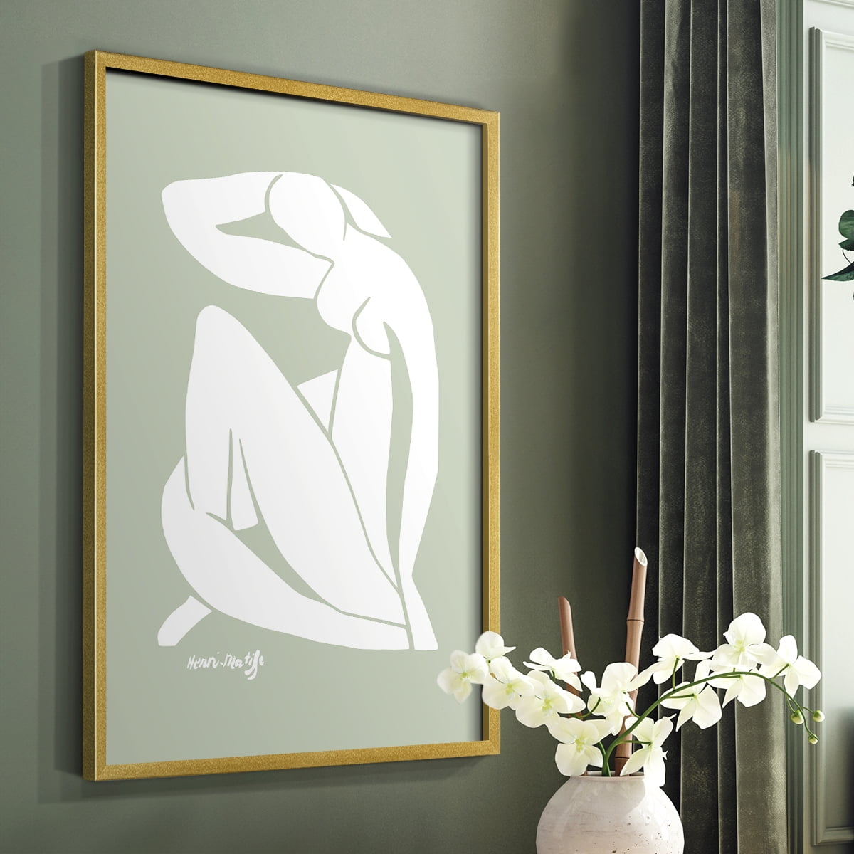 Matisse CDXCII in Gold Solid Wood Framed Print No Nail Hanging
