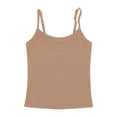 thumbnail image 4 of Long Tank Tops for Women Ribbed Spaghetti Strap Bra Crop Tank Tops Summer Tops, 4 of 4