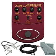 Behringer V-TONE ACOUSTIC ADI21 Acoustic Amp Modeler Direct Recording Preamp DI Box and Accessory Bundle w/ Cables + Fibertique Cloth