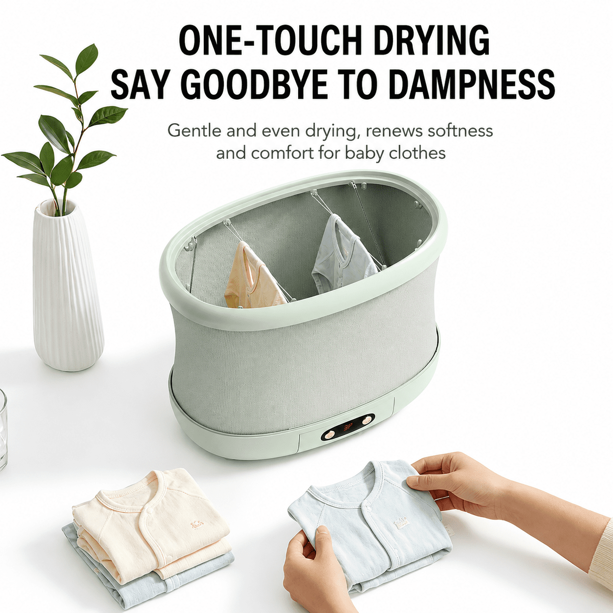 Fykuq 150W PTC 10L Portable Foldable Mini Clothes Dryer with 3 Modes & 4H Timer for Baby Clothes Delicates