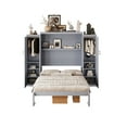 thumbnail image 6 of Harper & Bright Designs Full Size Murphy Bed, Wooden Full Wall Bed with 2 Wardrobe and Storage Shelf, Foldable Platform Bedframe for Guest Room, Gray, 6 of 15