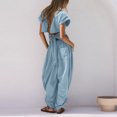 thumbnail image 4 of Wlynlyn Womens 2 Piece Outfits Backless Lace up Cap Sleeve Top High Waisted Baggy Trousers Tracksuits Set, 4 of 8