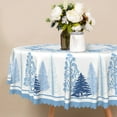 thumbnail image 2 of Nanqianyi Blue Snowflake Christmas Tablecloth Round 70 inch, Winter XMAS Tree Printed Washable Table Cloth for Festive Party Kitchen Decoration, 2 of 10