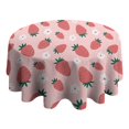 thumbnail image 4 of Red Strawberry Plants Fruit Flower Pink Pattern Round Tablecloth 60"x60",Wrinkle Wipeable Table Cloth for Kitchen Dining Room Picnic Patio Party, 4 of 6