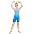 thumbnail image 6 of Oudiya Girls' Gymnastics Leotards With Shorts Sparkly Biketards Sleeveless Cute Ballet Dancewear Blue for 3-4Y, 6 of 8