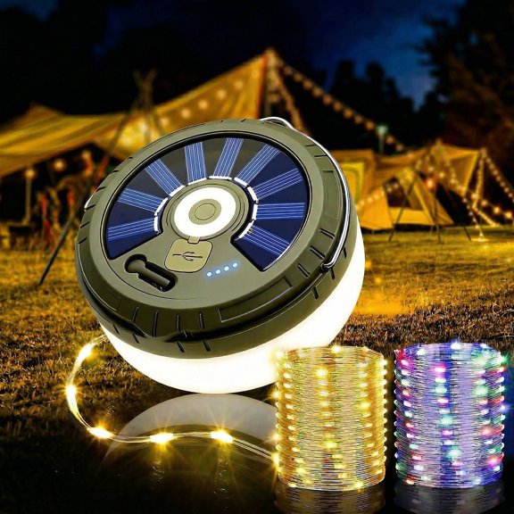 Solar String Lights, 32.8 FT Outdoor Camping LED Lights for Hiking Patio Party Decor