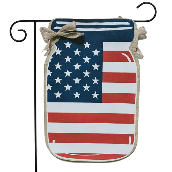 Briarwood Lane Patriotic Mason Jar Burlap USA Garden Flag