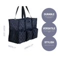 thumbnail image 3 of Pursetti Zip-Top Organizing Utility Tote Bag with Multiple Exterior & Interior Pockets for Working Women, Nurses, Teachers and Soccer Moms (Black Trellis_Large), 3 of 6