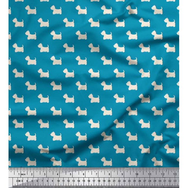 Soimoi Cotton Poplin Fabric Havanese Dog Decor Fabric Printed Yard 42 Inch Wide