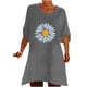 thumbnail image 1 of Blusa con botones y estampado de manga media con estampado de cuello redondo informal a la moda para mujer Pompotops  hfajkhk132365, 1 of 6
