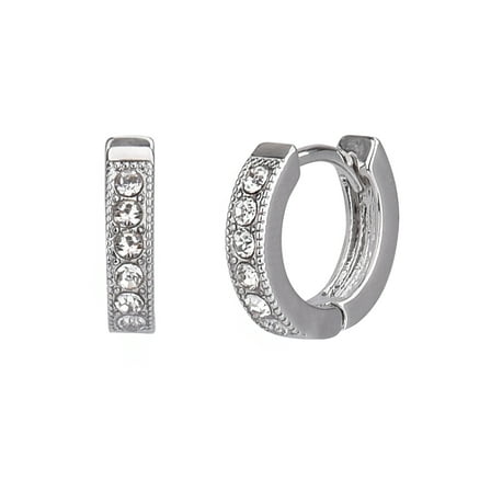 Time and Tru Adult Women's Silver Tone Crystal Huggie Metal Earring