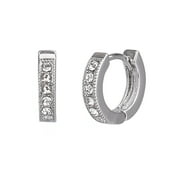 Time and Tru Adult Women's Silver Tone Crystal Huggie Metal Earring
