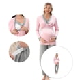 thumbnail image 2 of Functional Fabric Maternity Sleepwear Set with V Neck for Easy Nursing & Comfort Pregnancy Home Wear Spring Autumn, 2 of 9