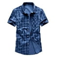 thumbnail image 2 of WREESH Men's Button Down Shirts Short Sleeve Graphic Print Shirts with Turn-Down Collar and Carry Pockets for Men's Summer Tops Blue, 2 of 4