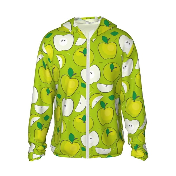 Fotbe Green Apple Chaqueta con Protección Solar UPF 50+ para Hombre y Mujer, Camisa con Capucha y Bolsillos-Medium