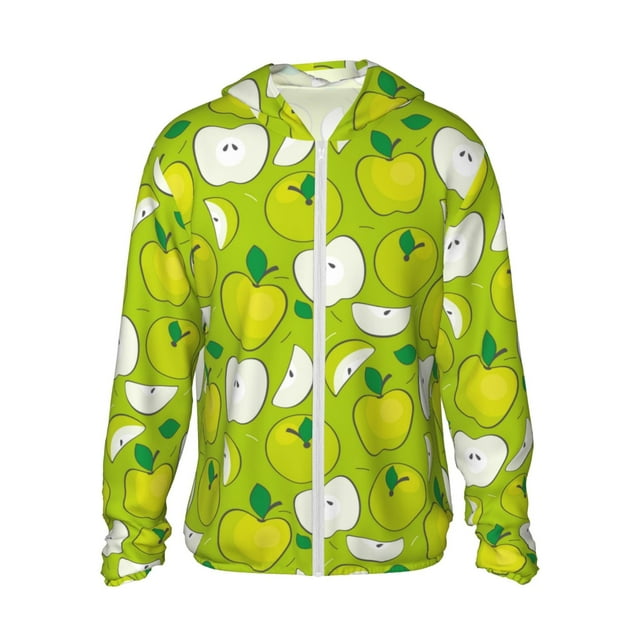 Vsdgher Sweat à Capuche Imprimé Pomme Verte pour Adultes, Protection Solaire à Manches Longues pour Hommes et Femmes, Pêche, Course, Natation - Grand