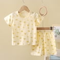 thumbnail image 2 of Cathalem Toddler Short Pajamas Sets Thin Summer Casual Tshirts Shorts PJ Outfits Baby Boys Graphic Sleepwear Clothes Light Yellow 2-3 Years, 2 of 3