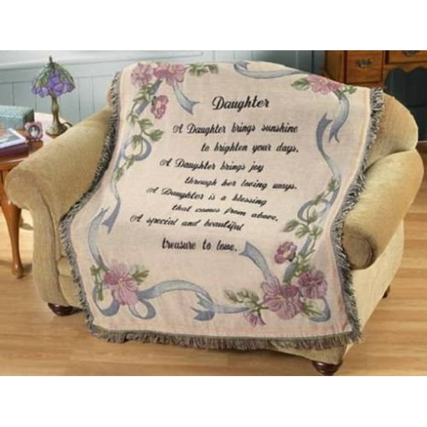 Daughter Floral Tapestry Throw Blanket 50" X 60" Gift Brand New