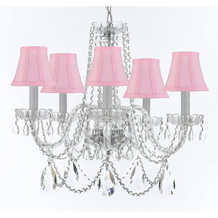 Swarovski Tm Crystal Chandelier With Pink Shades Com
