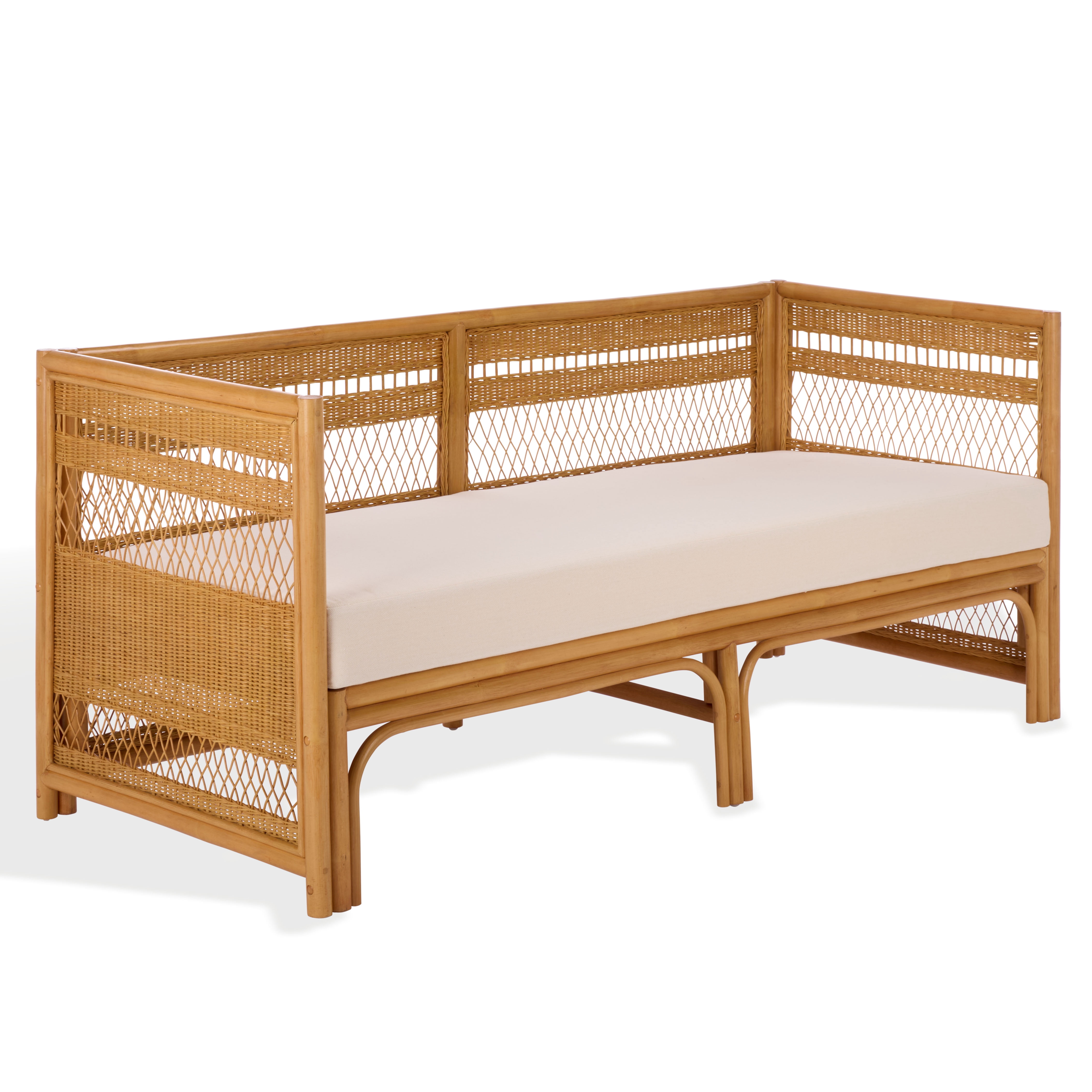 Safavieh Couture Shawnee Rattan and Wood Loveseat, Natural