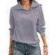 thumbnail image 1 of Sudadera con Cremallera para Mujer, Cuello Alto, Larga, Informal, Holgada, Tops Gris L, 1 of 9