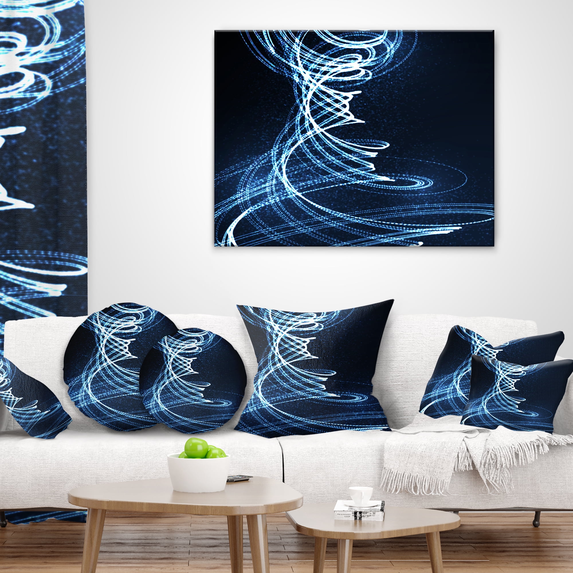 Designart 3D Illuminated Helix Shapes - Abstract Throw Pillow - 18x18