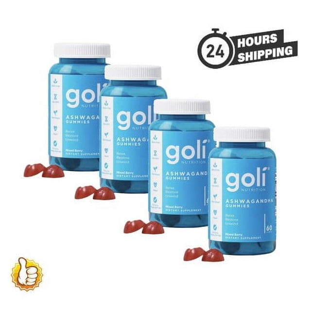 Gomitas de ashwagandha Goli Nutrition para relajación y resistencia (paquete de 4)