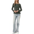 thumbnail image 2 of INSPIRE CHIC Jacquard Blouse for Women's Boat Neck Long Sleeve Fall Sheer Knit Top XS Dark Green, 2 of 6
