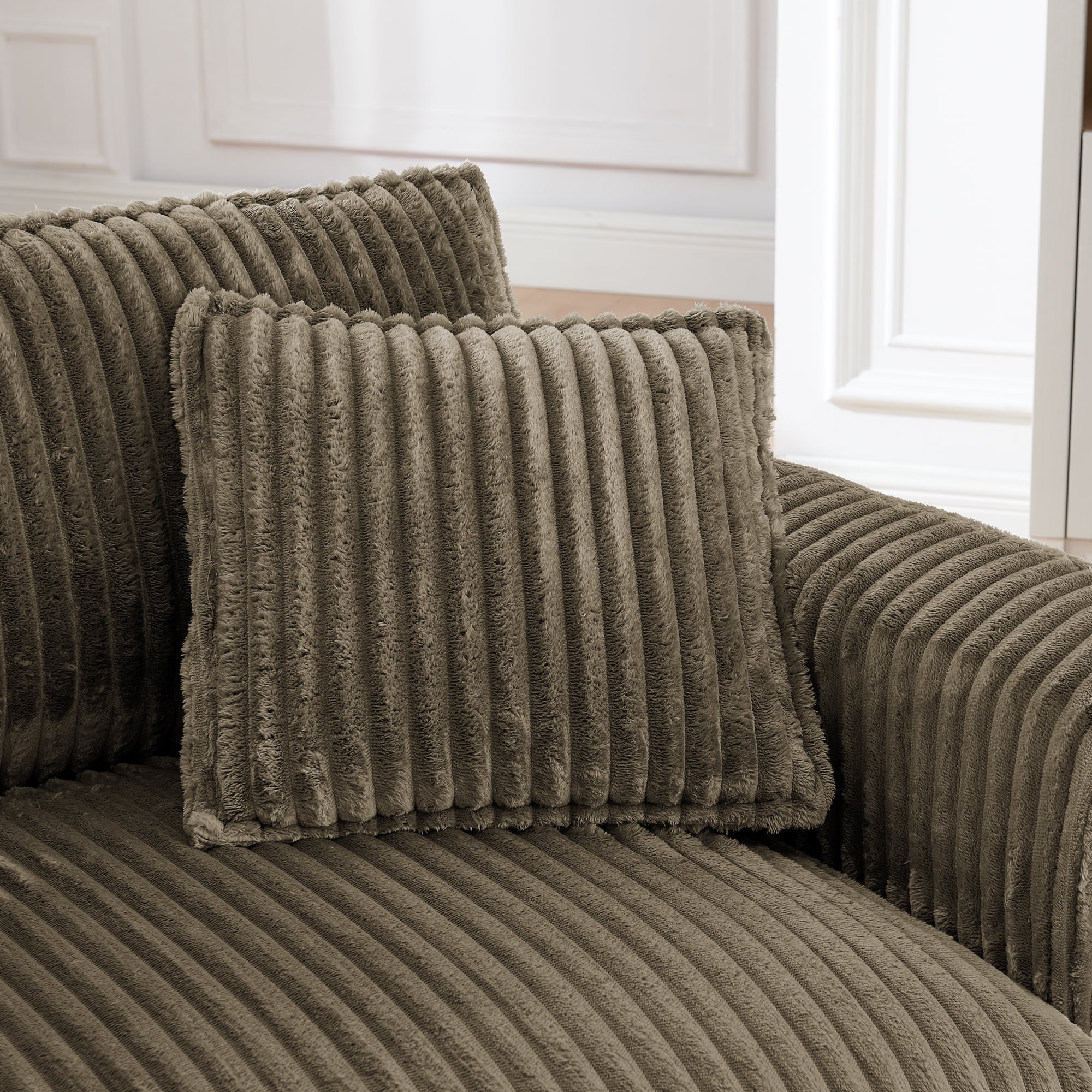 Leumius Accent Chair Armchair,Comfy Upholstered Single Sofa Chair with 2 Pillow for Living Room,Bedroom,Brown