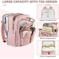 thumbnail image 4 of Mancro Work Backpack for Women, Airline Approved Travel Backpack with Luggage Strap Fits for 15.6in Laptop, Pink, 4 of 6